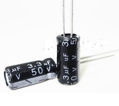 Picture of 20Pcs- 3.3uF 50V Capacitor Electrolytic Capacitor 3.3uF Capacitor 50V Radial Polarized Capacitor 2 Pin Leads 3.3uF 50V Capacitor