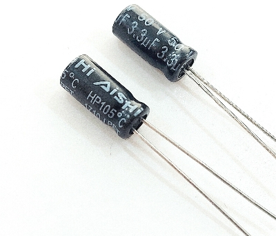 Picture of 20Pcs- 3.3uF 50V Capacitor Electrolytic Capacitor 3.3uF Capacitor 50V Radial Polarized Capacitor 2 Pin Leads 3.3uF 50V Capacitor
