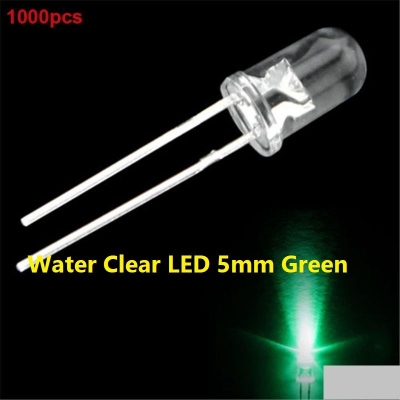 Picture of 1000Pcs- Water Clear LED 5mm GREEN LED Light Bulbs Transparent RED LED 5mm Water Clear Grren LED Light 5mm Round LED Light Emitting Diode For Indicator Light