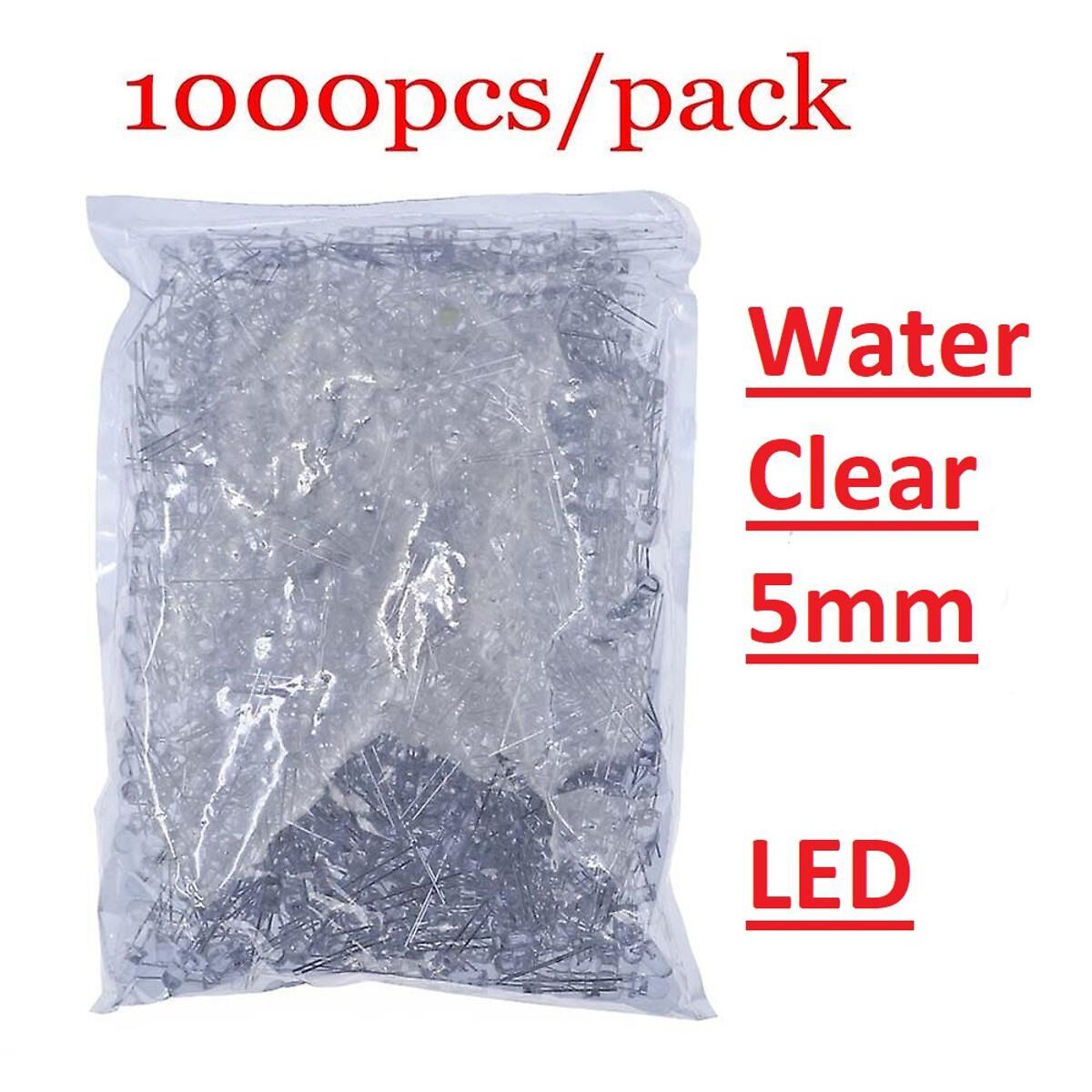 Picture of 1000Pcs- Water Clear LED 5mm GREEN LED Light Bulbs Transparent RED LED 5mm Water Clear Grren LED Light 5mm Round LED Light Emitting Diode For Indicator Light