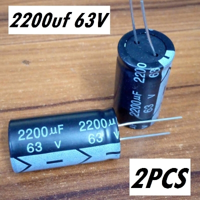 Picture of 2Pcs - 2200uF 63V Capacitor RADIAL Electrolytic Capacitor 2 Pin Leads