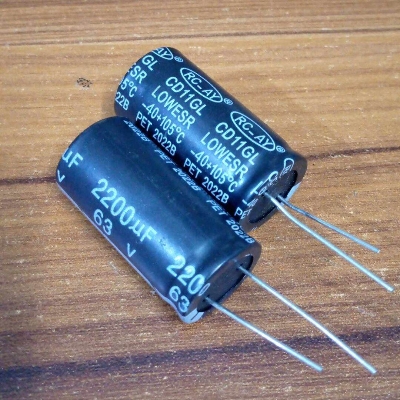 Picture of 2Pcs - 2200uF 63V Capacitor RADIAL Electrolytic Capacitor 2 Pin Leads