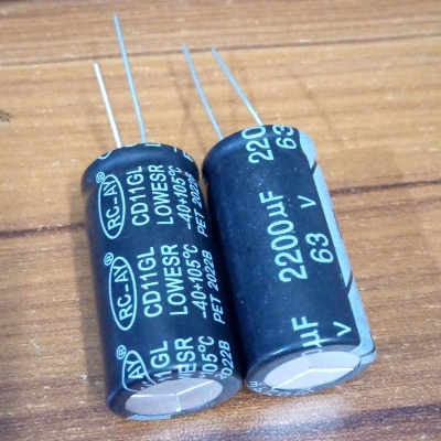 Picture of 2Pcs - 2200uF 63V Capacitor RADIAL Electrolytic Capacitor 2 Pin Leads
