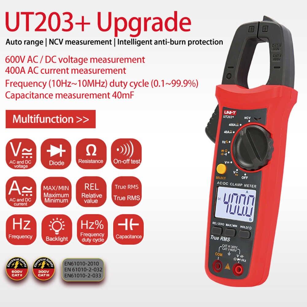 Picture of UT203+ Clam Meter UT-203+ 400A AC DC Digital Clamp Meter Auto Range Ture RMS Handheld Clamp Multimeter Tester Volt Ohm Meter Tools Sets 400A Clam Meter