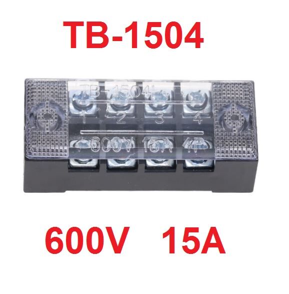 Picture of TB-1504 4P Double Row Terminal Block 600V 15A Terminal Block TB-1504 600V 15A 4P Double Row 4 Pin Terminal Block TB-1504 Terminal Block 600V 15A TB Series 4 Positions Cables Connectors