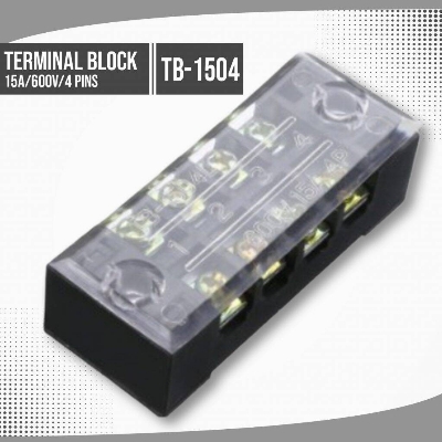 Picture of TB-1504 4P Double Row Terminal Block 600V 15A Terminal Block TB-1504 600V 15A 4P Double Row 4 Pin Terminal Block TB-1504 Terminal Block 600V 15A TB Series 4 Positions Cables Connectors