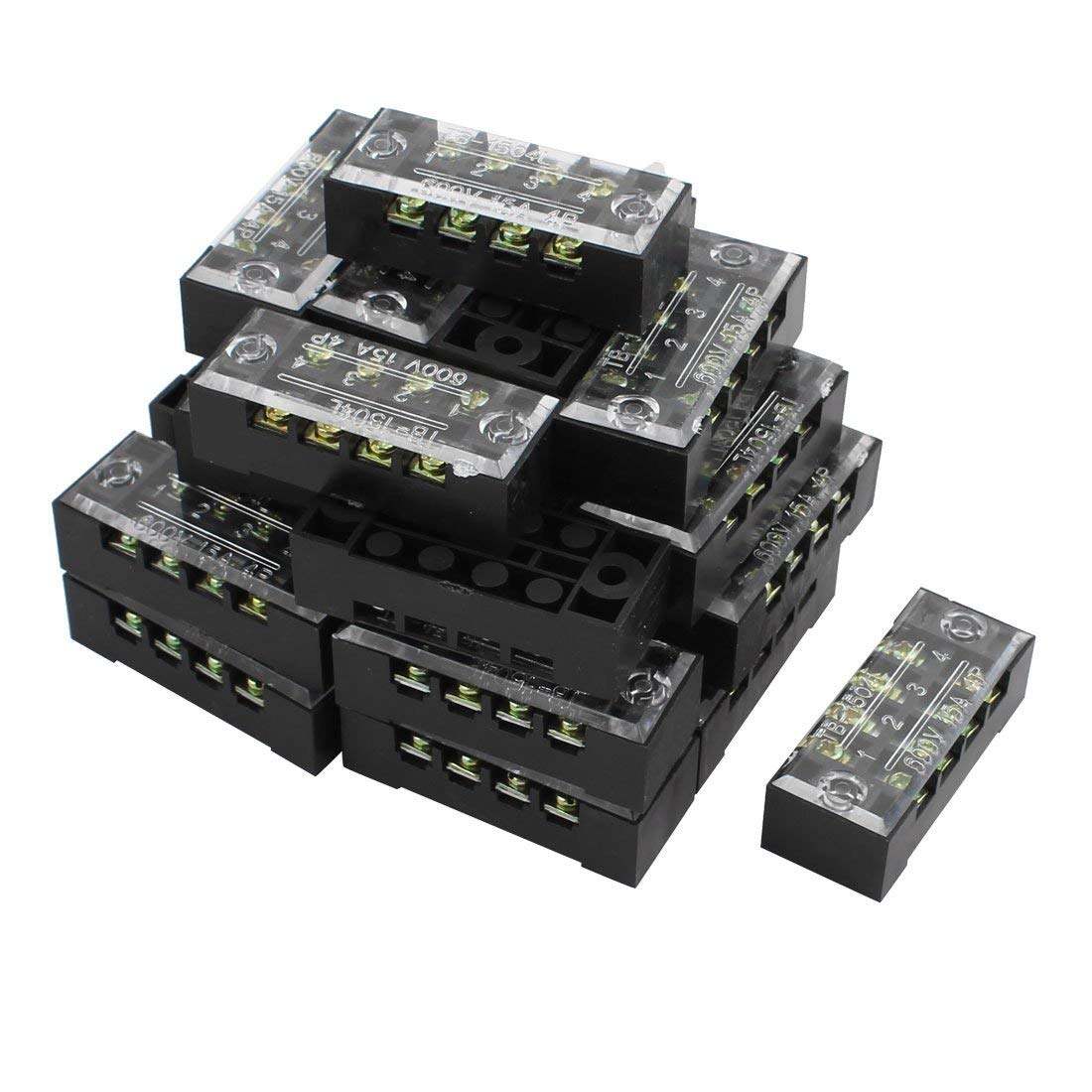 Picture of TB-1504 4P Double Row Terminal Block 600V 15A Terminal Block TB-1504 600V 15A 4P Double Row 4 Pin Terminal Block TB-1504 Terminal Block 600V 15A TB Series 4 Positions Cables Connectors