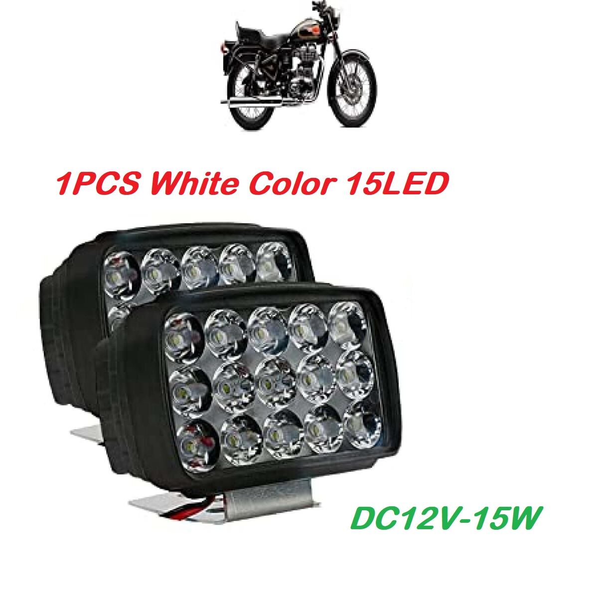 Picture of [[1PCS ABS Plastic 15 LED White Color  Fog Light, DC 12v-15w Dc -Universa Waterproof Driving Light Lamp - Cycle Accessories]]]]