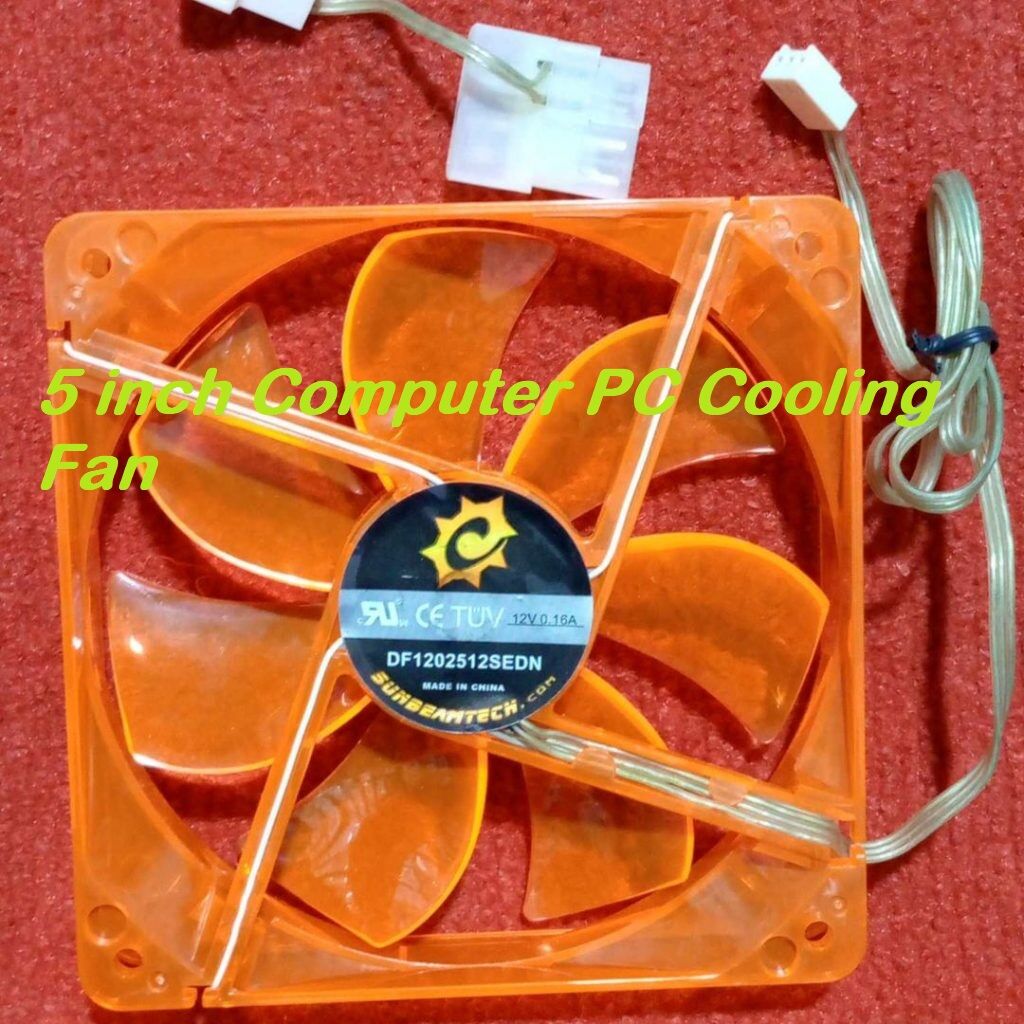 Picture of Heavy 5″ Inch 12V Computer Cooling Fans 5 Inches DC 12V 127mm Heatsink Cooler Cooling Fan Radiator Heat Dissipation Fan With UV LED Cables Connector
