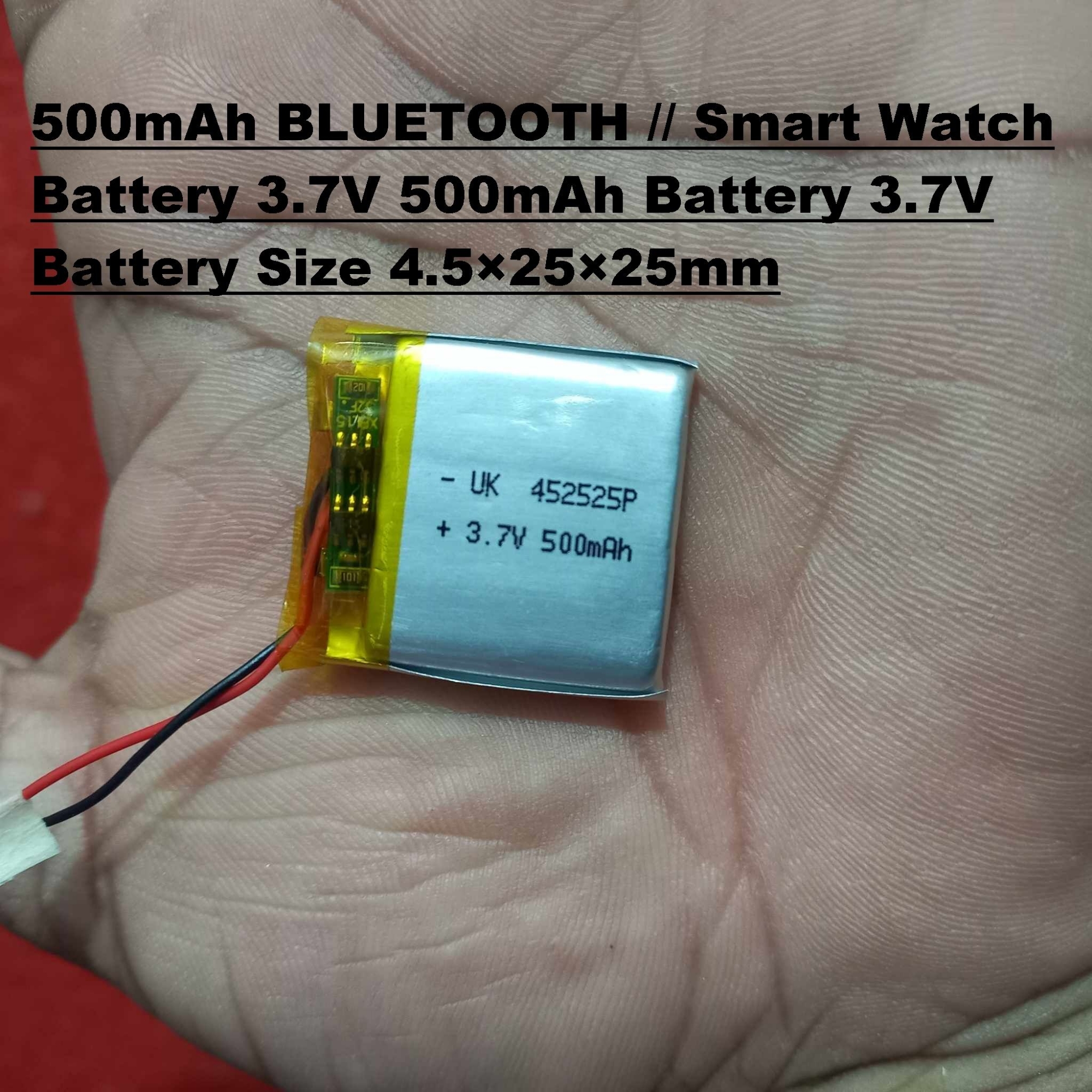 Picture of 3.7V 500mAh Battery 3.7V Battery Size 25x25x4.5mm 500mAh Rechargeable Battery 3.7V Battery For Bluetooth Headphone Watch Batteries 3.7V Rechargeable Battery