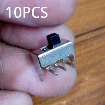 Picture of 10Pcs - 2 Positions 90 Degree Angle Metal Slide Switch 3 Pins ON OFF Horizontal Plug-in Board Handle Length 5mm Horizontal Handle Toggle Switch