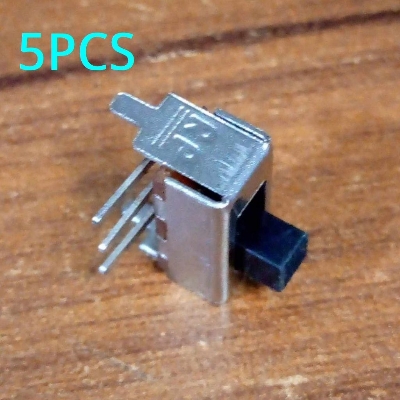 Picture of 10Pcs - 2 Positions 90 Degree Angle Metal Slide Switch 3 Pins ON OFF Horizontal Plug-in Board Handle Length 5mm Horizontal Handle Toggle Switch