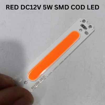 Picture of RED LED Light Bulbs 6012BA 2B3C RED DC 12V 5W COB SMD LED Light Chip Ultra Bright Red Color 5W LED Light 12V LED Light Mount Aluminum Base With Resistor