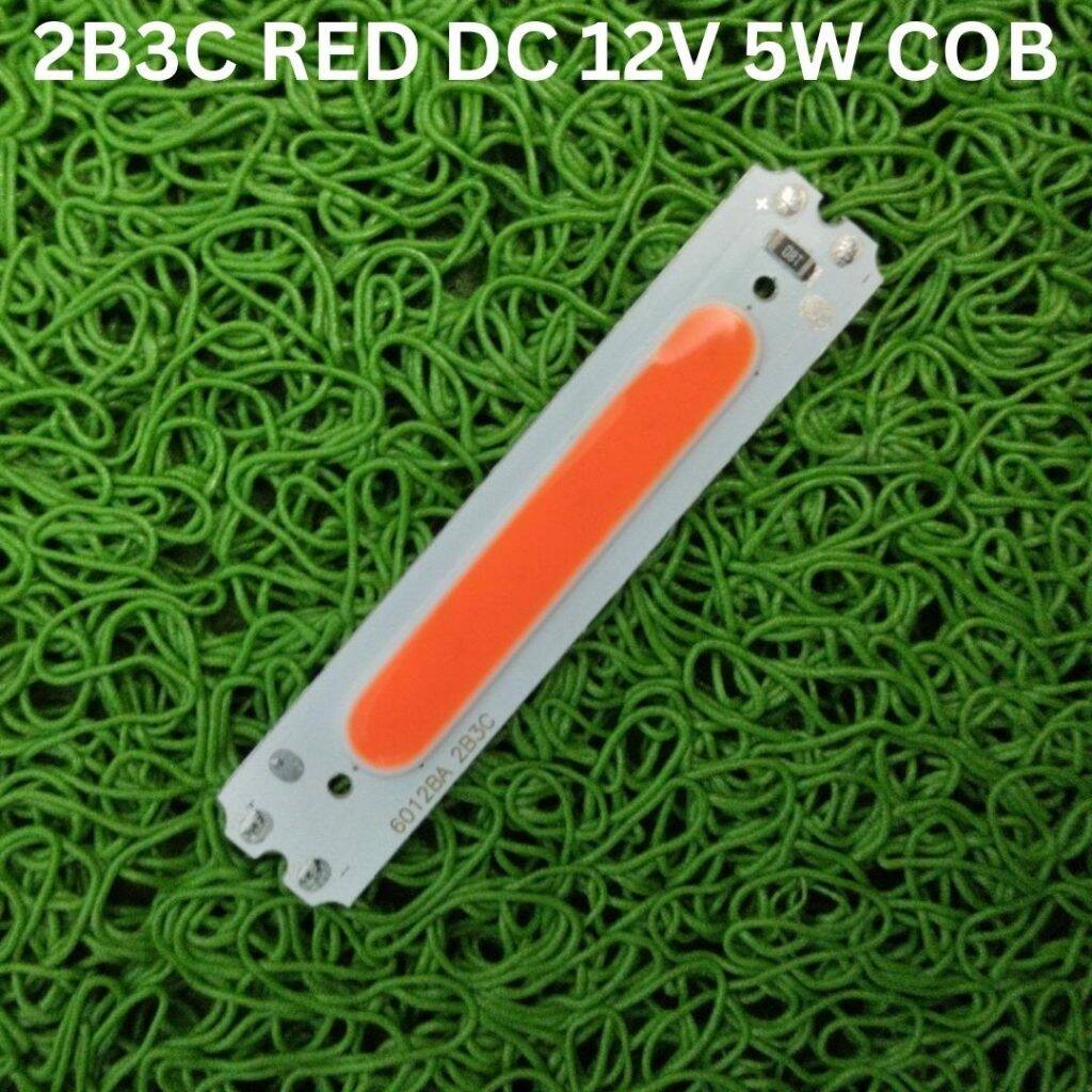 Picture of RED LED Light Bulbs 6012BA 2B3C RED DC 12V 5W COB SMD LED Light Chip Ultra Bright Red Color 5W LED Light 12V LED Light Mount Aluminum Base With Resistor