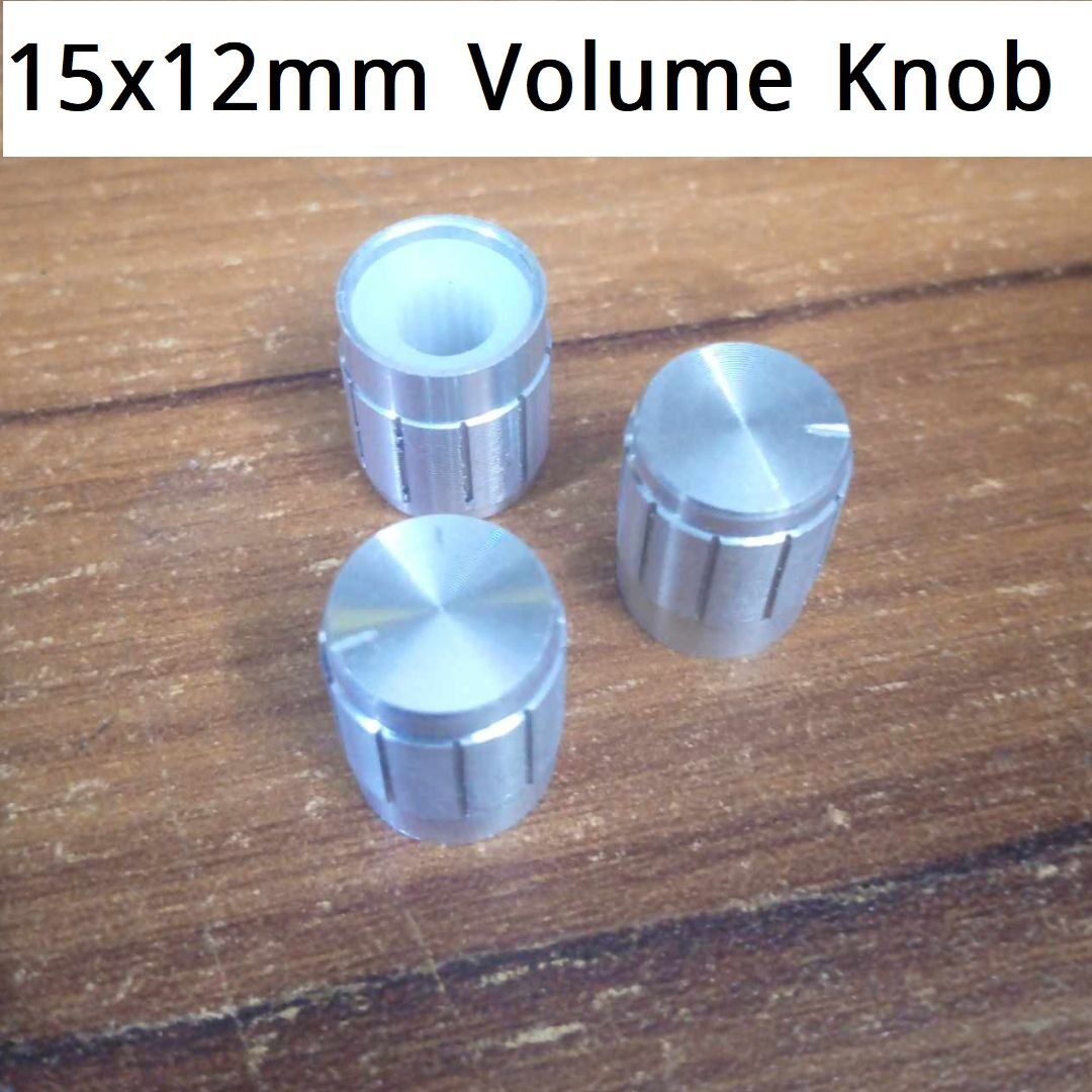 Picture of 2Pcs - 15mm Amplifier Knob 15x12mm Aluminium Alloy Potentiometer Knob Amplifier Volume Knob Knurled Shaft 6mm Hole Amplifier Audio Knob