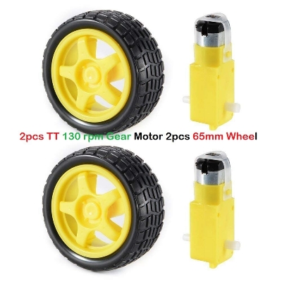 Picture of Smart Robot Car Dual Shaft Gear Motor With Tire Wheeluse for car and toy (2 set)