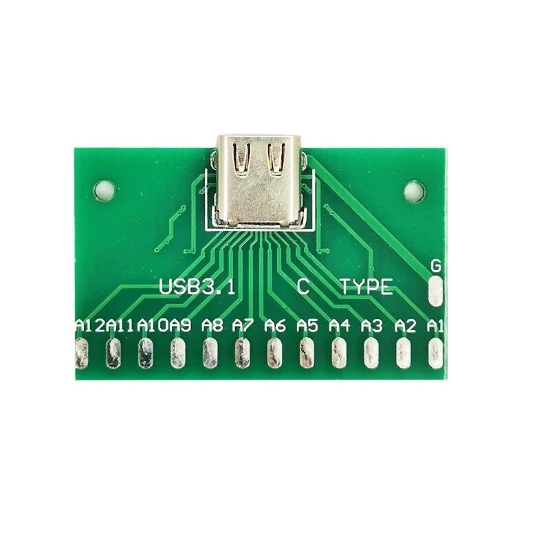 Picture of TYPE-C USB To DIP USB 3.1 Female Socket Type C Connector 24 Pins Breakout PCB Board SMT Type C Female Test Board USB 3.1 With PCB Board 24P Female Connector Adapters Socket Base
