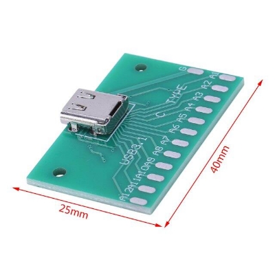 Picture of TYPE-C USB To DIP USB 3.1 Female Socket Type C Connector 24 Pins Breakout PCB Board SMT Type C Female Test Board USB 3.1 With PCB Board 24P Female Connector Adapters Socket Base
