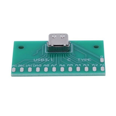 Picture of TYPE-C USB To DIP USB 3.1 Female Socket Type C Connector 24 Pins Breakout PCB Board SMT Type C Female Test Board USB 3.1 With PCB Board 24P Female Connector Adapters Socket Base