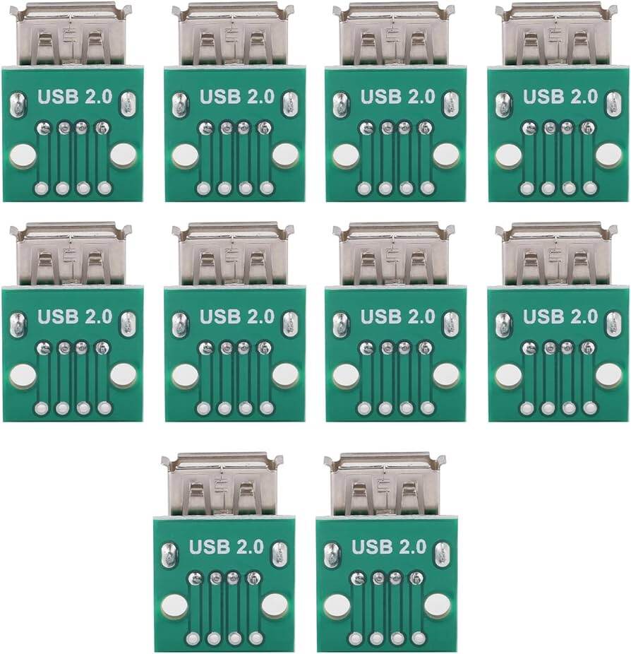 Picture of 4P USB Female Breakout Board USB 2.0 Mother Seat To DIP 4 Pin USB Type A USB Female Socket Breakout Board 2.54mm Pitch Adapters Connector DIP DIY USB Power Supply Breadboard Design