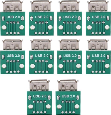 Picture of 4P USB Female Breakout Board USB 2.0 Mother Seat To DIP 4 Pin USB Type A USB Female Socket Breakout Board 2.54mm Pitch Adapters Connector DIP DIY USB Power Supply Breadboard Design