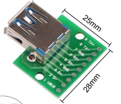 Picture of 9P USB 3.0 Type-A USB Female Connector Breakout USB 3.0 Type A Female Breakout Board 9 Pin PCB Converter Breadboard Switch Board Mother Seat USB Female Socket 2.54mm Pitch Adapters Connector