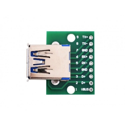 Picture of 9P USB 3.0 Type-A USB Female Connector Breakout USB 3.0 Type A Female Breakout Board 9 Pin PCB Converter Breadboard Switch Board Mother Seat USB Female Socket 2.54mm Pitch Adapters Connector