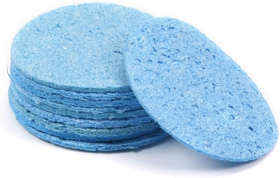 Picture of Blue Round Sponge 50mm Sponge For Soldering Iron Sponge Size 50x2mm ESD Tip Cleaning Sponge ESD Soldering Stations Iron Tip Sponge Cleaner Pads