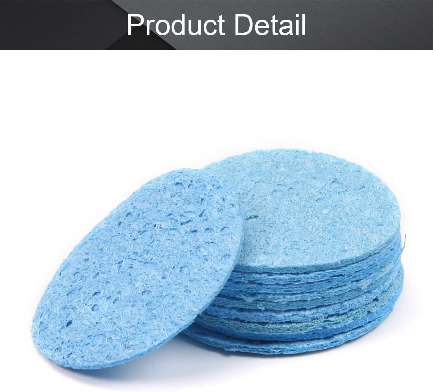 Picture of Blue Round Sponge 50mm Sponge For Soldering Iron Sponge Size 50x2mm ESD Tip Cleaning Sponge ESD Soldering Stations Iron Tip Sponge Cleaner Pads