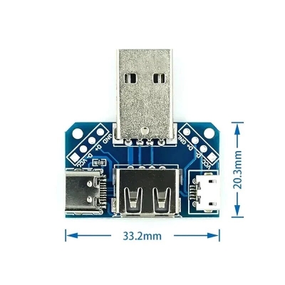 Picture of XY-USB4 USB Adapter Board Male To Female Micro Type-C 4P 2.54mm USB4 Module Converter 4 In 1 USB Adapters Board 5V USB Male To Female Distribution Board Head USB Male To Type C To Micro USB To 2.54mm 4P USB Converter Adapters