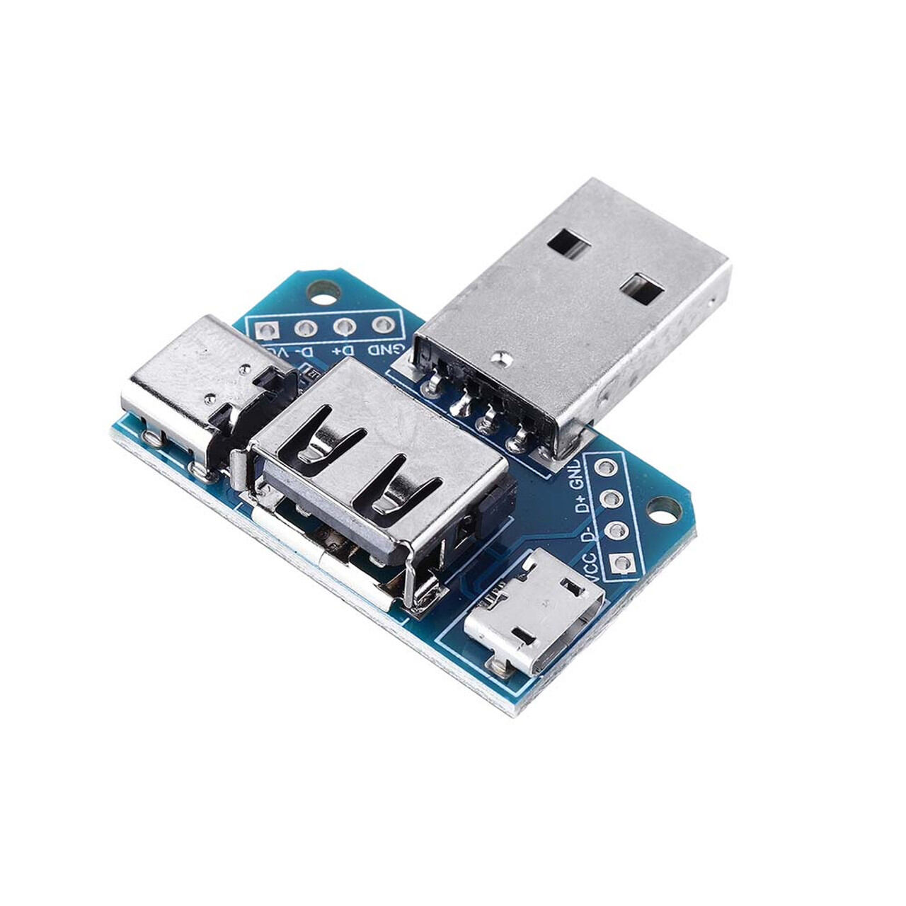Picture of XY-USB4 USB Adapter Board Male To Female Micro Type-C 4P 2.54mm USB4 Module Converter 4 In 1 USB Adapters Board 5V USB Male To Female Distribution Board Head USB Male To Type C To Micro USB To 2.54mm 4P USB Converter Adapters
