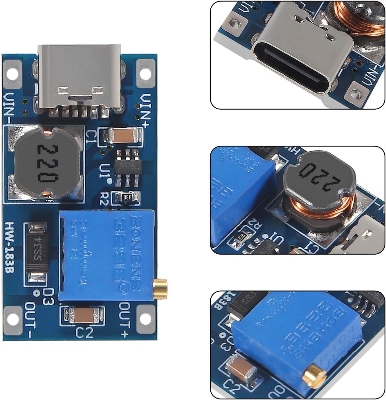 Picture of TYPE-C Interface MT3608 Type C Module MT3608 Step Up Module Adapters MT3608 Boost Converter 2V-24V To 5V-28V 2A  DC Adjustable Voltage Regulator