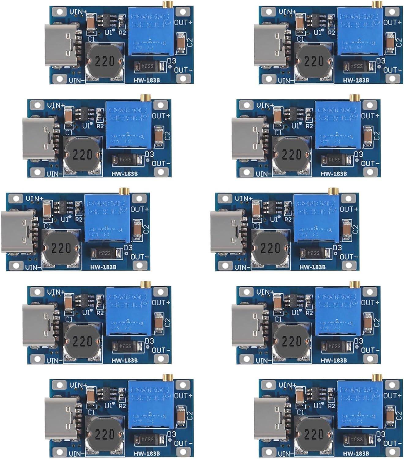 Picture of TYPE-C Interface MT3608 Type C Module MT3608 Step Up Module Adapters MT3608 Boost Converter 2V-24V To 5V-28V 2A  DC Adjustable Voltage Regulator
