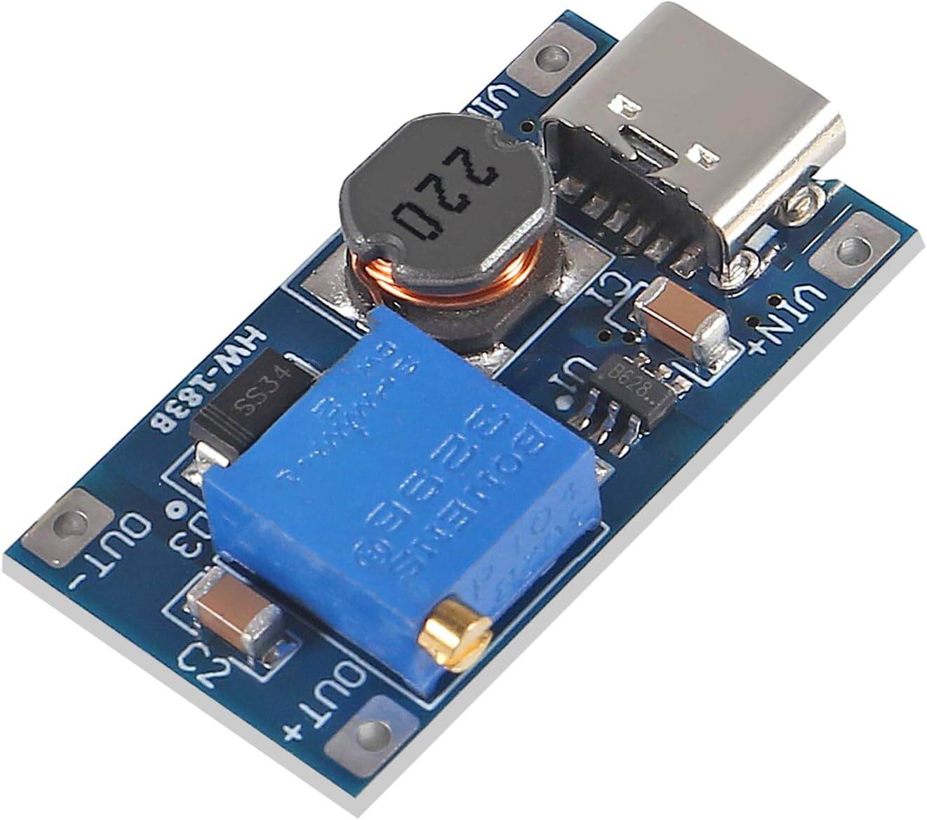 Picture of TYPE-C Interface MT3608 Type C Module MT3608 Step Up Module Adapters MT3608 Boost Converter 2V-24V To 5V-28V 2A  DC Adjustable Voltage Regulator