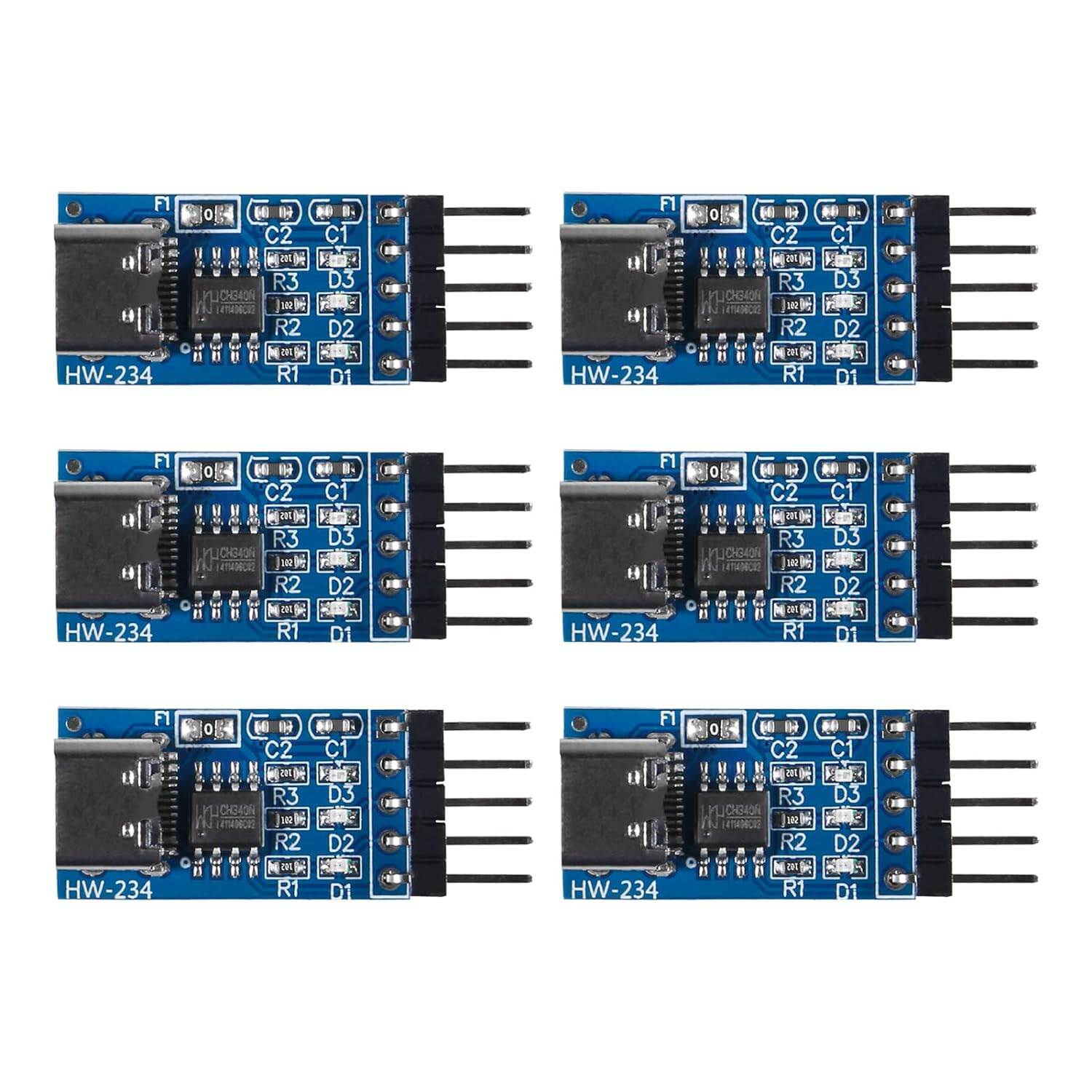Picture of HW-234 CH340N TYPE-C Interface USB To TTL Serial Port Module CH340N DC 5V 3.3V 5 Pin Leads Header Type C USB To TTL CH340N Module Adapters