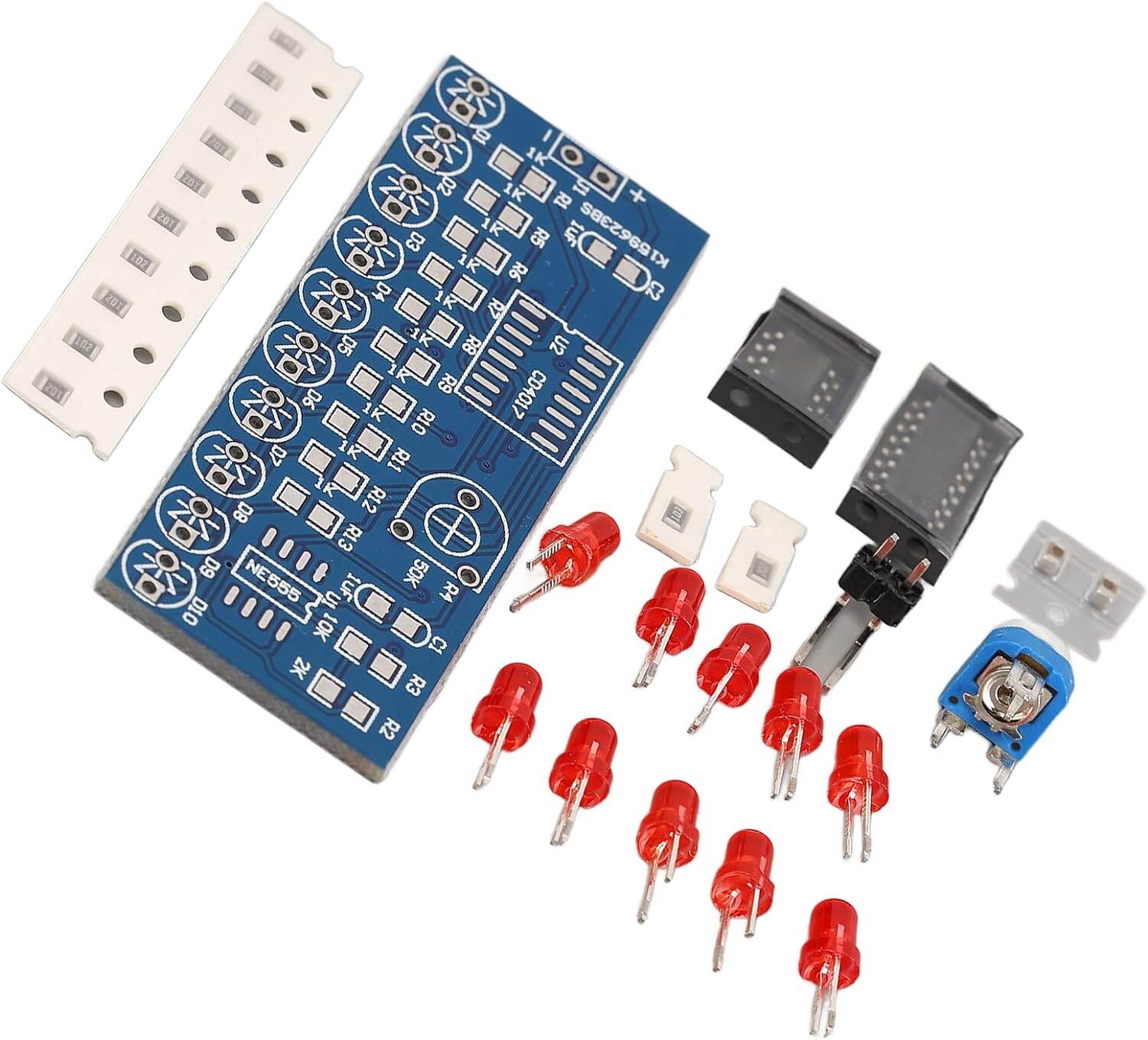 Picture of Water Flowing Light LED Module Driver Lamp DIY Kit NE555 CD4017 2.5-14.5V LED Chaser DIY Kit Flowing Water Red Lights LED Handmade DIY Kit Adapters