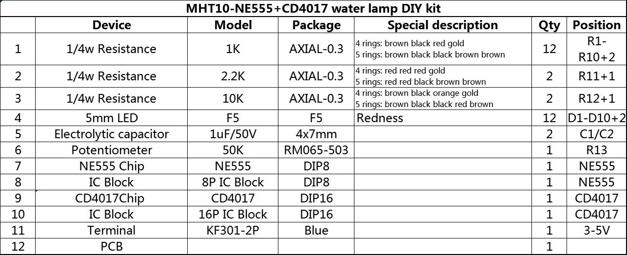 Picture of Water Flowing Light LED Module Driver Lamp DIY Kit NE555 CD4017 2.5-14.5V LED Chaser DIY Kit Flowing Water Red Lights LED Handmade DIY Kit Adapters