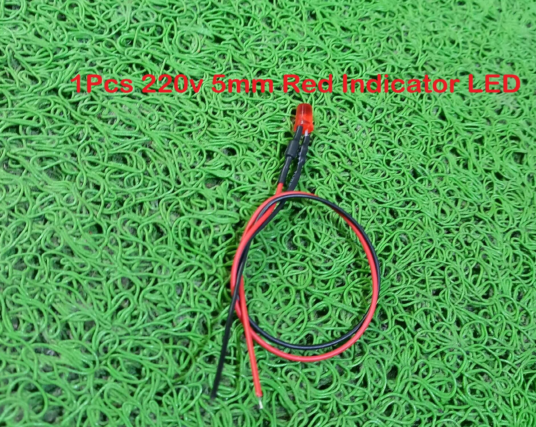 Picture of 220V RED 5mm LED Light Indicator 110-220V 5mm Welding Line Indicator Signal LED Light Emitting Diodes 5mm Red LED Light Bulbs 220V Indicator With Cables