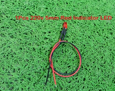 Picture of 220V RED 5mm LED Light Indicator 110-220V 5mm Welding Line Indicator Signal LED Light Emitting Diodes 5mm Red LED Light Bulbs 220V Indicator With Cables