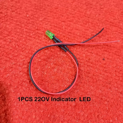 Picture of 220V GREEN 5mm LED Light Indicator 110-220V 5mm Welding Line Indicator Signal LED Light Emitting Diodes 5mm Green LED Light Bulbs 220V Indicator With Cables