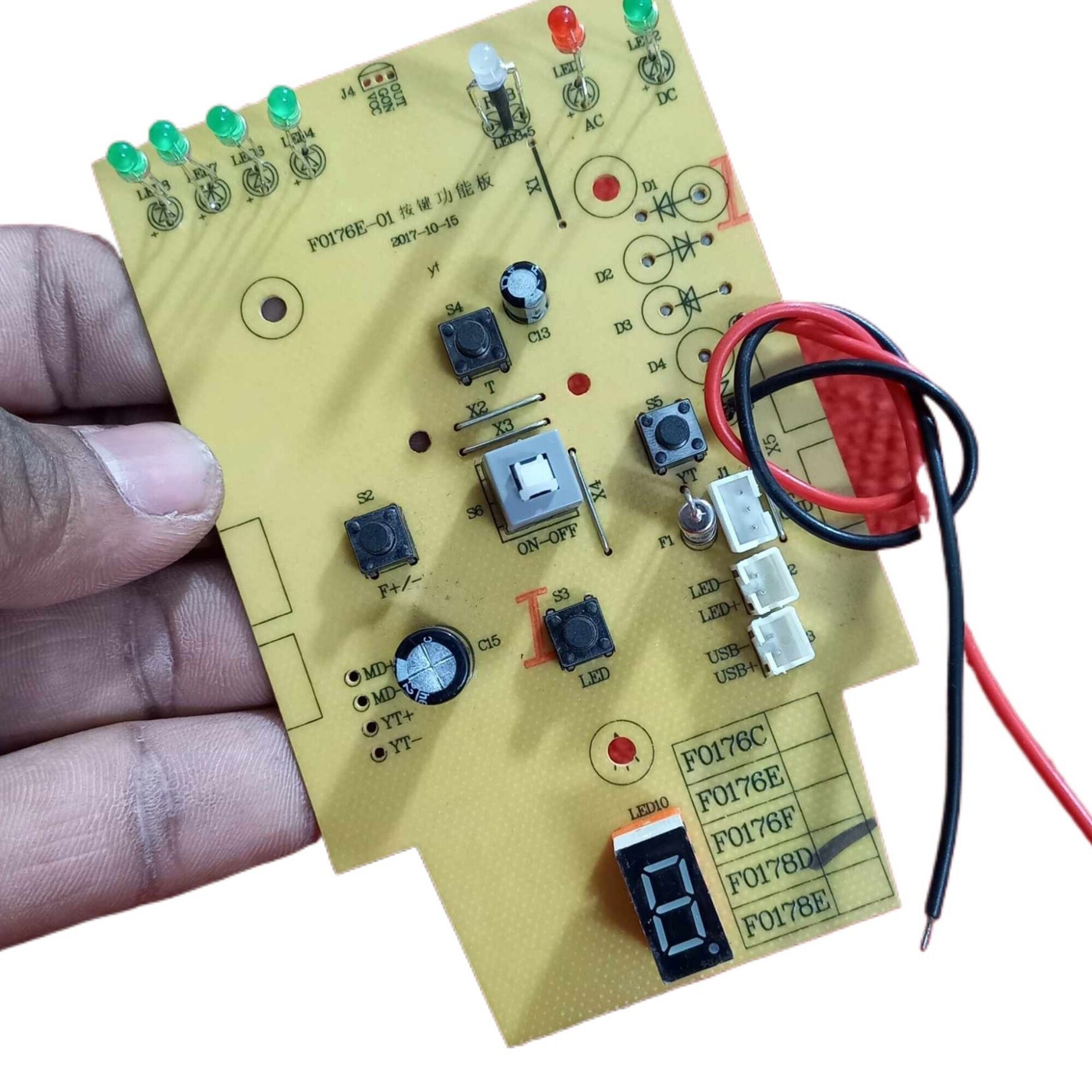 Picture of F0178D Charger Fan Circuit AC DC Fan Circuit For AC DC Charger Fan AC DC Rechargeable Fan Circuit With Digital LED Display PWM Fan Speed Control LED Lamp ON OFF Functionality Included Fan Parts & Accessories