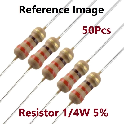 Picture of 50Pcs - 47K Resistor 47K Ohm Resistor Carbon Film Resistor 47K 1/4W Resistance 0.25 Watt 5% Tolerance Fixed Resistors 2 Pin Leads