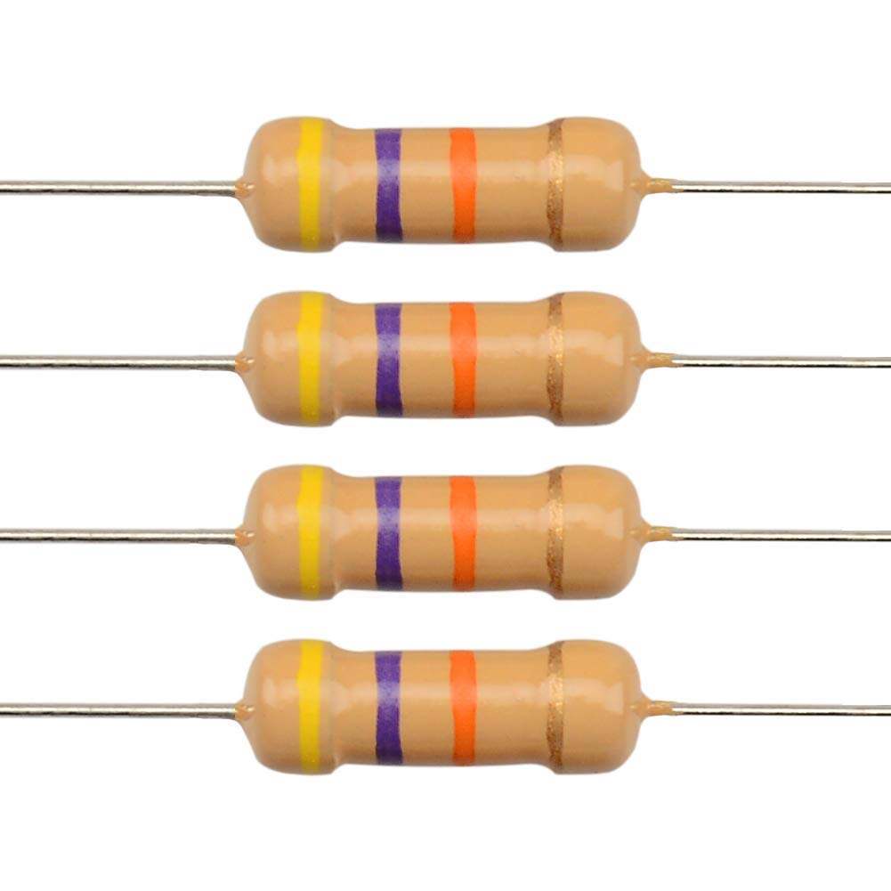 Picture of 50Pcs - 47K Resistor 47K Ohm Resistor Carbon Film Resistor 47K 1/4W Resistance 0.25 Watt 5% Tolerance Fixed Resistors 2 Pin Leads