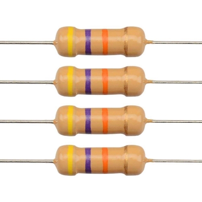 Picture of 50Pcs - 47K Resistor 47K Ohm Resistor Carbon Film Resistor 47K 1/4W Resistance 0.25 Watt 5% Tolerance Fixed Resistors 2 Pin Leads