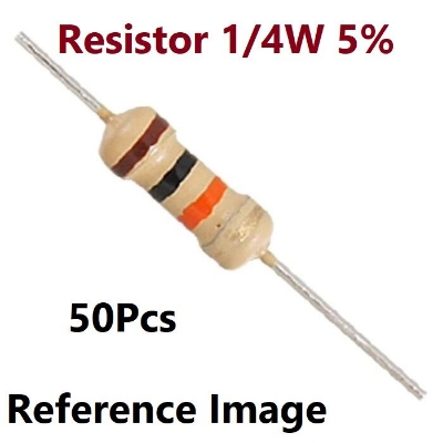 Picture of 50Pcs - 47K Resistor 47K Ohm Resistor Carbon Film Resistor 47K 1/4W Resistance 0.25 Watt 5% Tolerance Fixed Resistors 2 Pin Leads