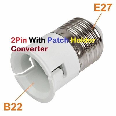 Picture of Patch E27 To B22 Converter Electric Light Bulbs Converter Patch To 2 Pin Holder Converter Lamp Holder E27 Patch Converter To B22 Pin Type Holder Adapters