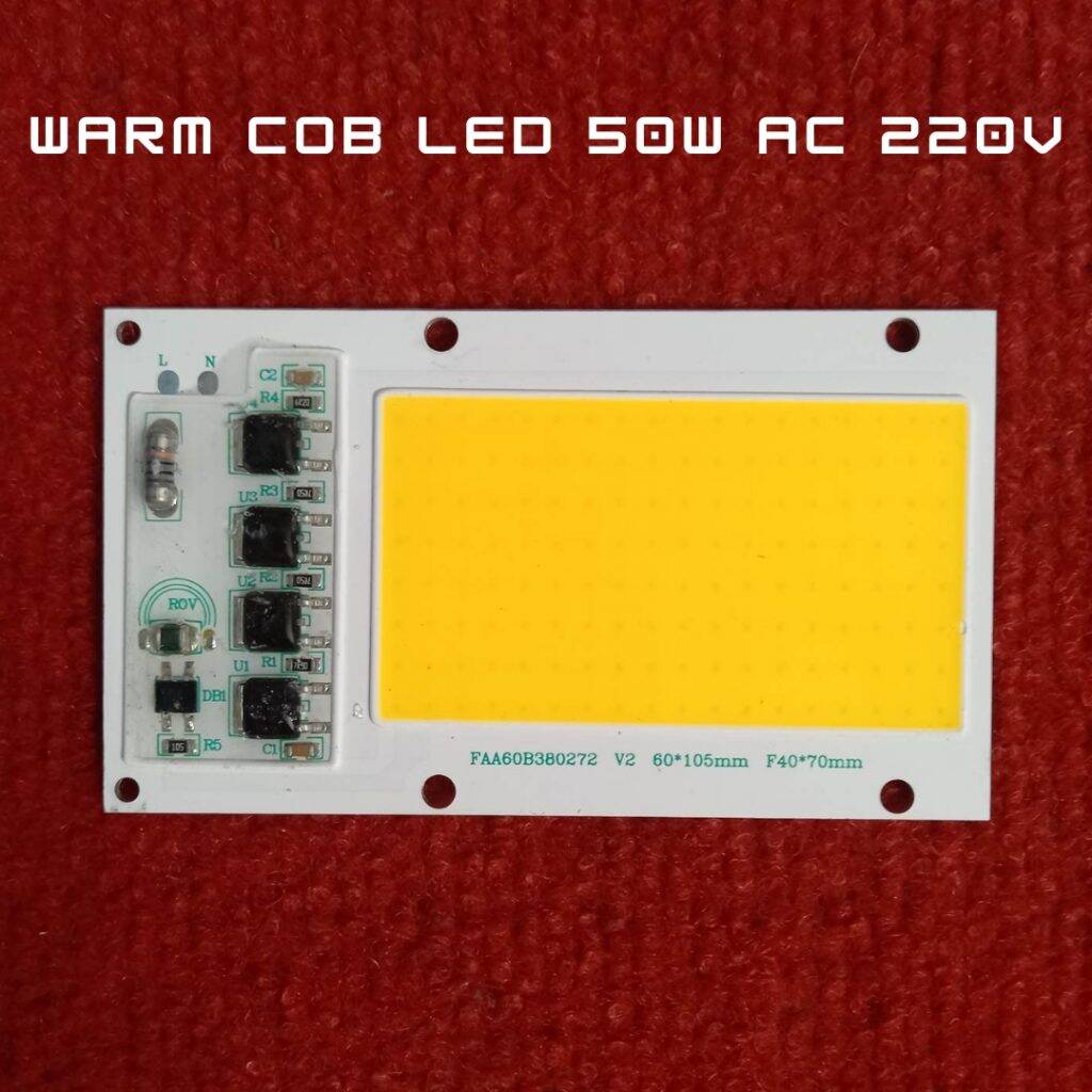 Picture of 60105 WARM WHITE Color 50W LED Light Size 60x105mm 220V 50W COB LED Light Chip Warm White COB LED Light 220V COB LED Light 50W COB Light COB LED Chip 220V COB LED Chip 50W Light Bulbs