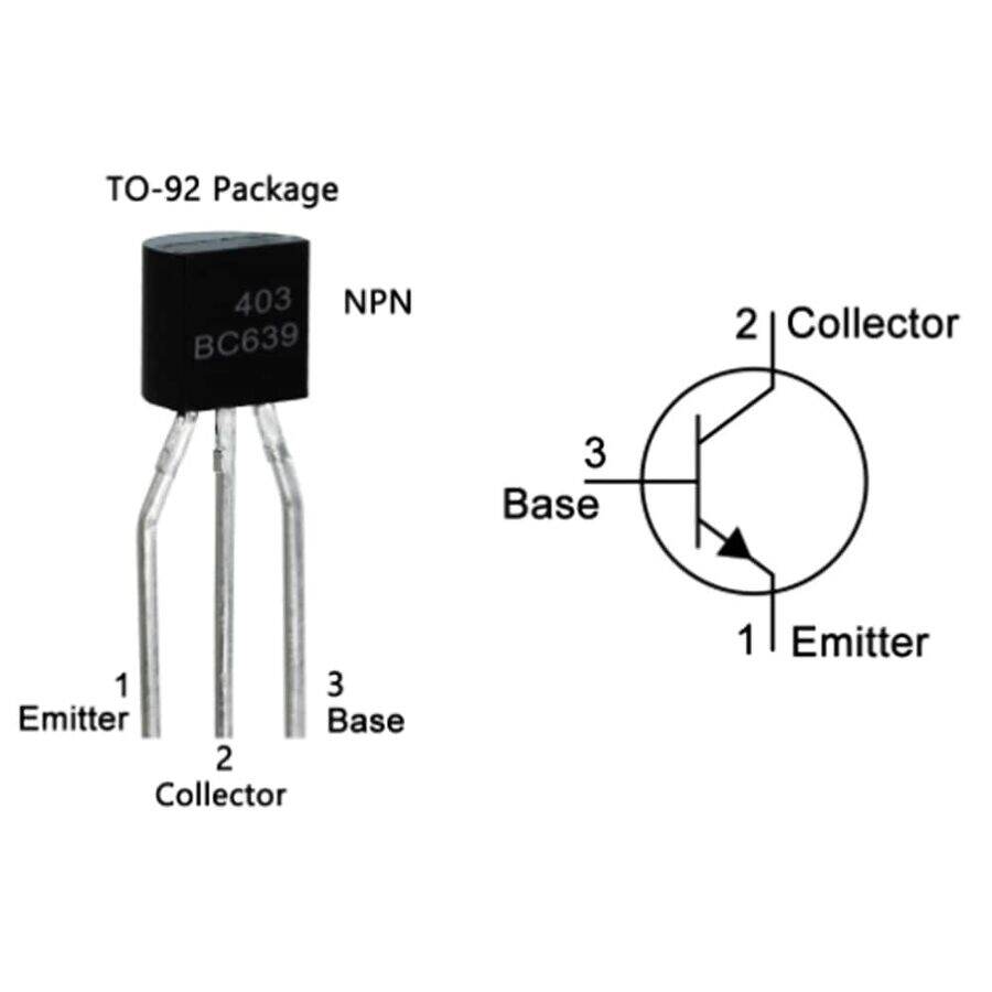 Picture of 5Pcs - TCNL639 Transistors 100V 1A NPN 3 Pin Leads General Purpose BC639 Transistors BC639 NPN 3 Pin Leads TO-92 Package Bipolar Low Power Transistor