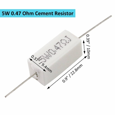 Picture of 5Pcs - 5W 0.47 Ohm WIREWOUND Resistor 5W 0.47 Ohm Resistor Ceramic Cement Wirewound Resistor 0.47 Ohm Resistor 5Wt Wire Wound 2Pin Leads Fixed Cement Resistor 5% Tolerance