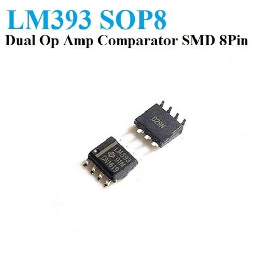 Picture of 2Pcs - SMD LM393 Low Offset Voltage Operational Amplifiers SMD LM393 IC Integrated Circuit SMD-8 8 Pin Leads Dual In Line Package Chip LM393 Operational Amplifiers
